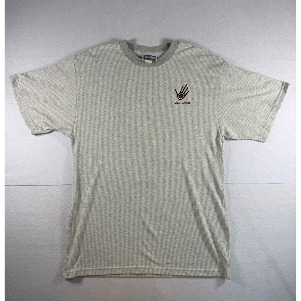 Expressions Originals New Mexico Waffle Knit T-Shirt Grey Mens L Made in USA